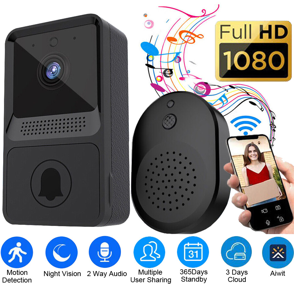 Video Doorbell Wireless Doorbell Camera with Wireless Chime 1080p HD Video 2 way Audio Smart Door Bell with Cloud Storage Night Vision Wide Angle IP55