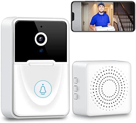 Wireless Video Doorbell, Smart Security WiFi Doorbell Camera with Cloud Storage, 2-Way Audio Real-Time Monitoring Suitable for Outdoor Entrance