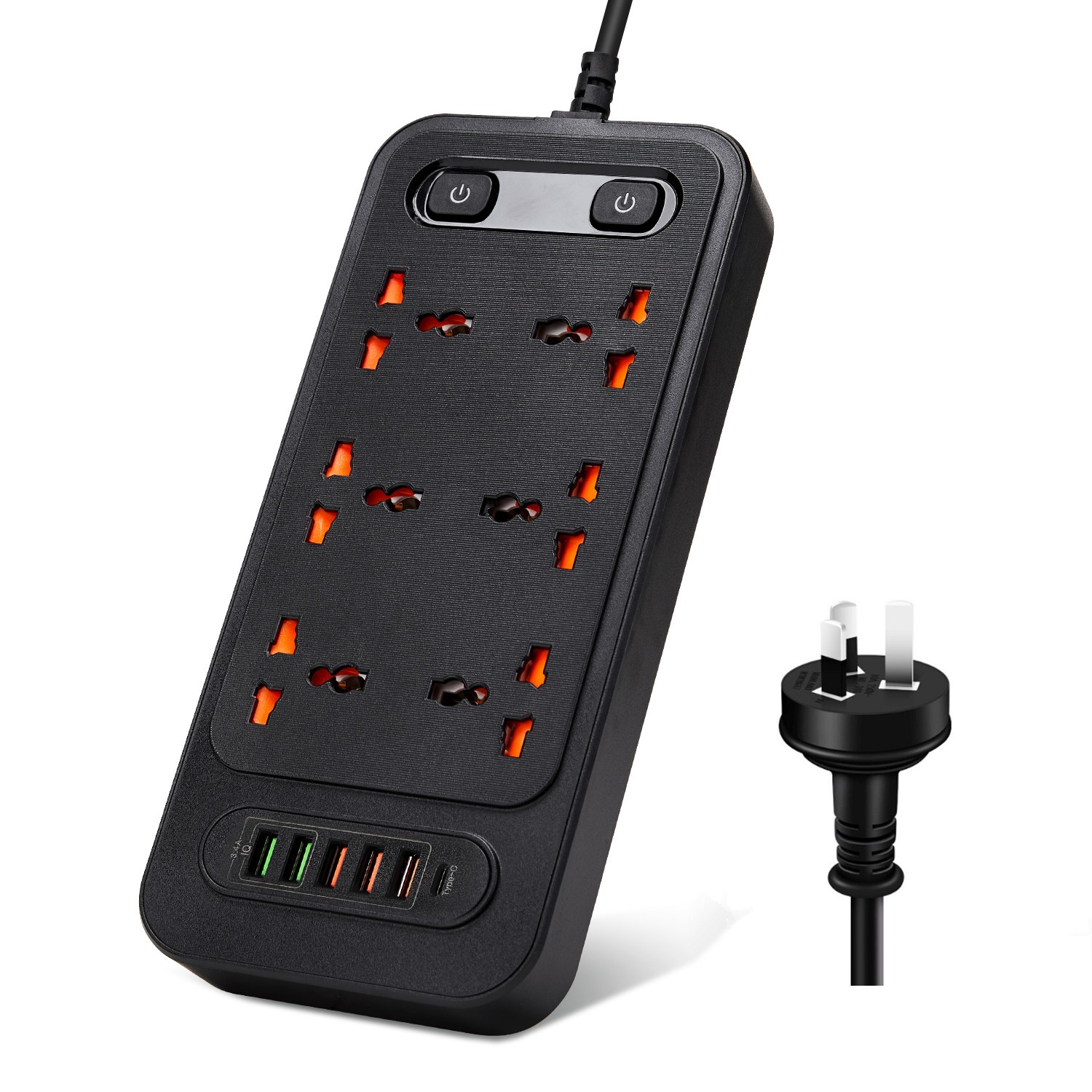 Power Outlet Strip 6-way Universal Multi Socket AU Plug with USB TYPE-C Ports Fast Charging Electrical Sockets Flame Retardant Socket Adapter 2024NEW