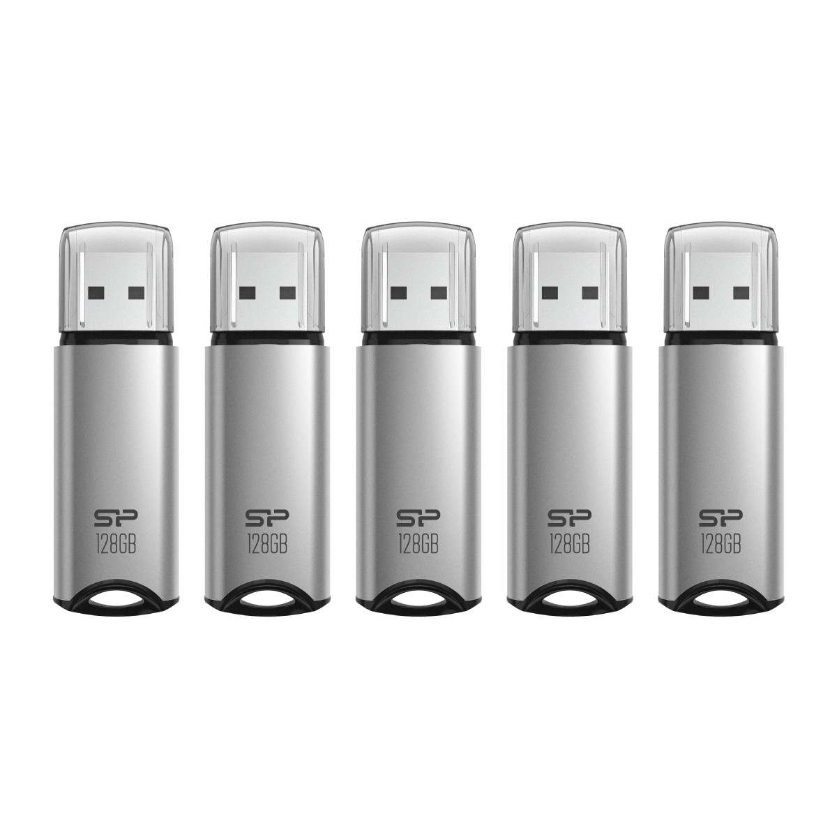 Silicon Power 128GB Marvel M02 USB 3.0 Flash Drive - Silver (5-Pack)