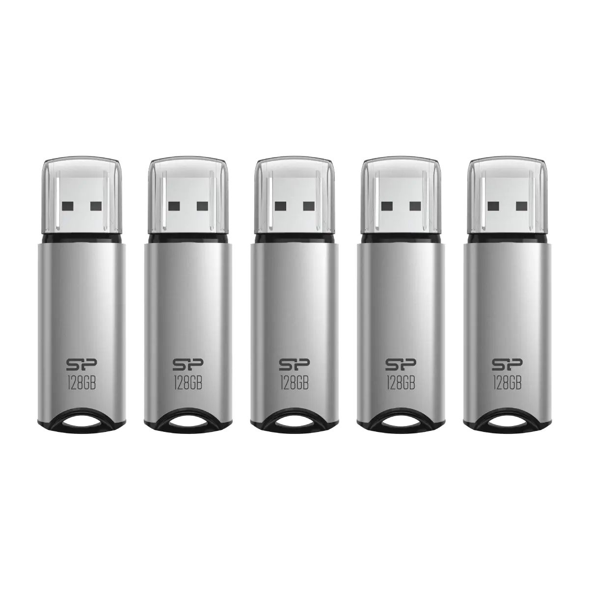 Silicon Power 128GB Marvel M02 USB 3.0 Flash Drive - Silver (5-Pack)