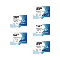 Silicon Power Superior PRO 64GB Micro SD Card, 4K/HD, 100MB/s Read, U3, C10, A1, V30 with Adapter (5-pack)