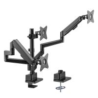 Brateck Triple Monitor Pole-Mounted Thin Gas Spring Monitor Arm Fit Most 17in-30in Monitors Up to 7kg Matte Black (MABT-LDT62-C036P-MB)