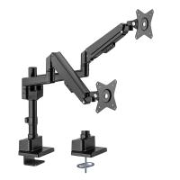 Brateck Dual Monitor Thin Gas Spring Monitor Arm 17in-32in - Matte Black