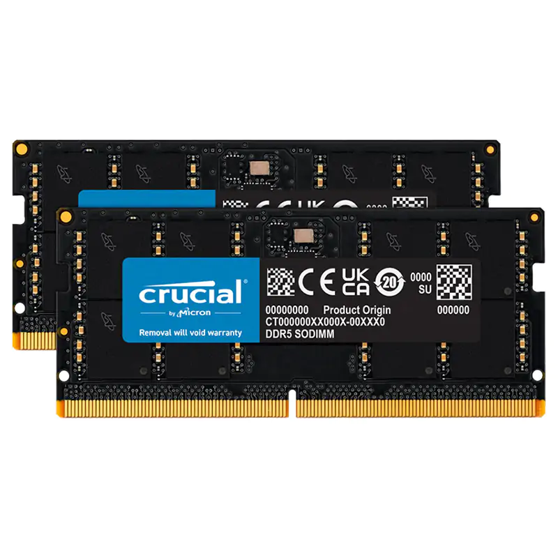 【美品】Crucial DDR5-4800 64GB KIT　(32GB×2) Crucial 64GB Kit (32GBx2) DDR5-4800 SODIMM | CT2K32G48C40S5