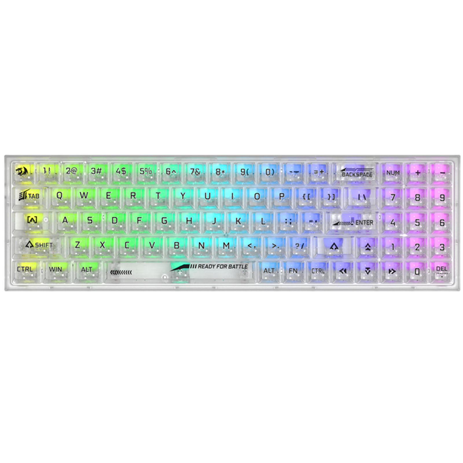 Redragon K628 PRO SE 75% 3-Mode Wireless RGB Gaming Keyboard, 78 Keys Full-Transparent Hot-Swap Compact Mechanical Keyboard, Full White Transparent