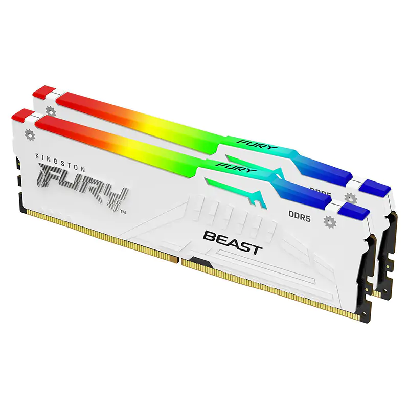 DDR5-6000 32gb(16gb×2+ダミー×2) ホワイト Kingston 64GB (2x32GB) KF560C36BWEAK2-64 Fury Beast RGB 6000MT/s