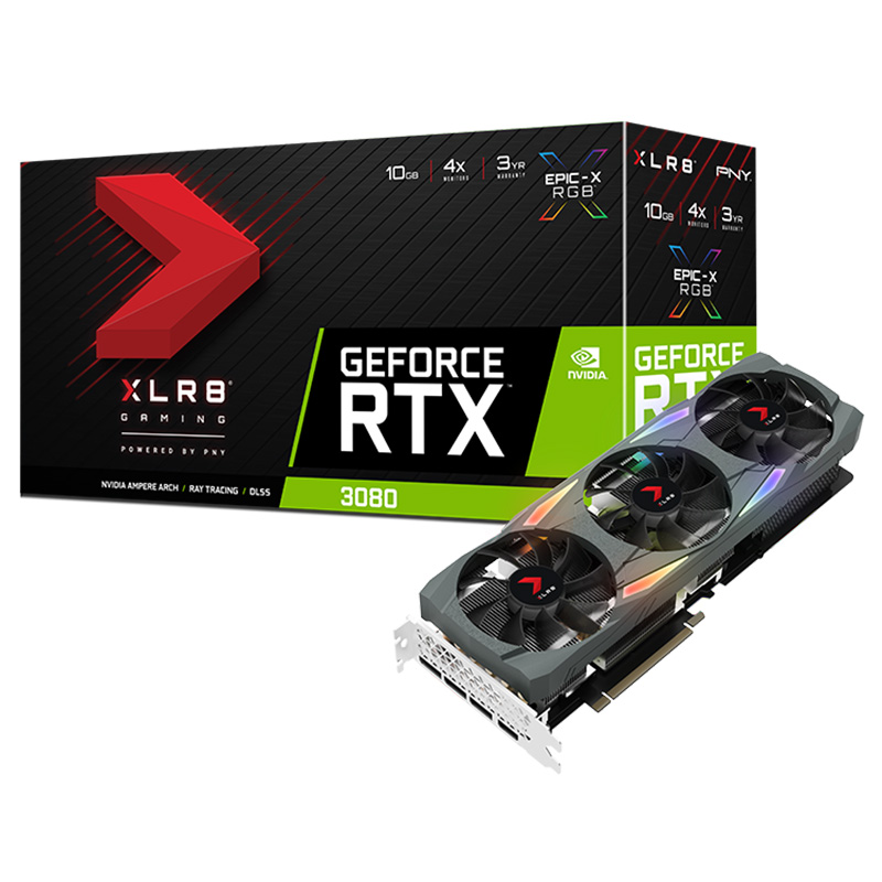 PNY GeForce RTX 3080 10GB XLR8 Gaming Uprising EPIC-X RGB Triple Fan LHR Graphics Card