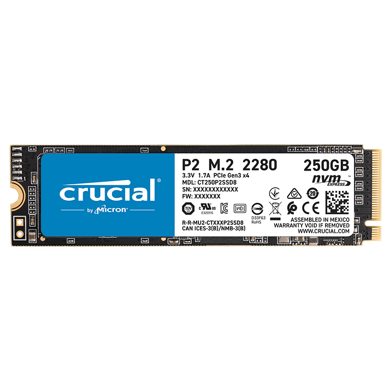 Crucial P2 500GB PCIe Gen3 M.2 2280 NVMe SSD (CT500P2SSD8)