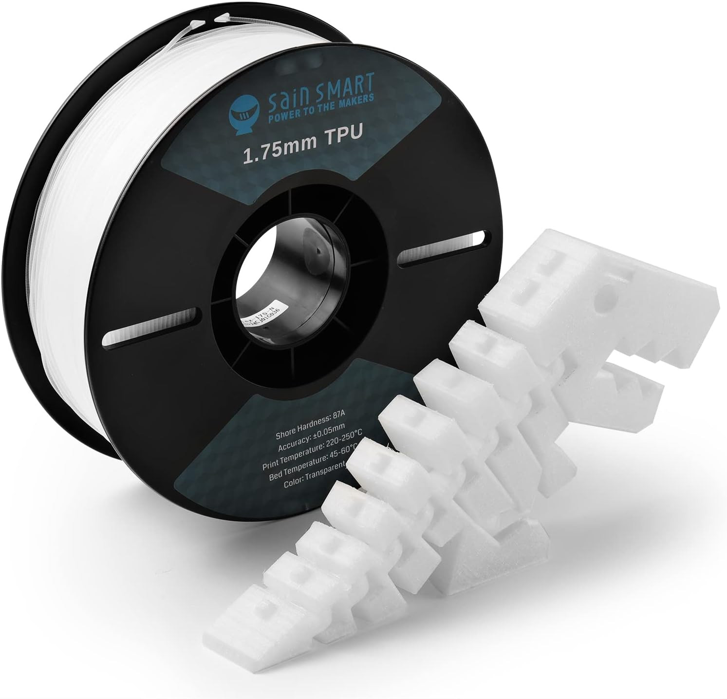 SainSmart 87A TPU Filament 1.75mm Flexible TPU 3D Printer Filament 1KG Spool (2.2 lbs), Natural