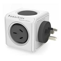 Allocacoc PowerCube Original 2 Outlets AU Outlets 2 USB Ports with Built in Surge Protection Grey