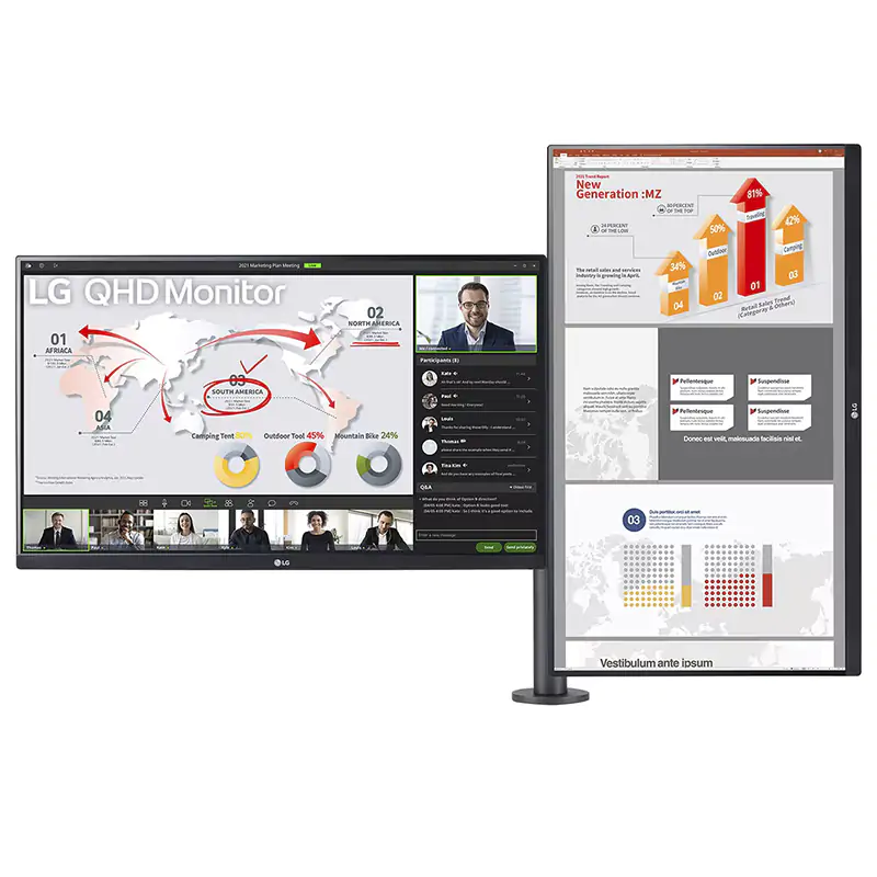 LG 27in QHD IPS FreeSync Ergo Dual Monitor with Daisy Chain (27QP88D-BS)