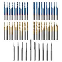 Genmitsu 50pcs Tungsten Carbide End Mill Router Bits, 1/8'' Shank CNC Cutter Milling Carving Bit Set Including 2-Flute Straight Router Bits, Flat Nose