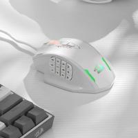 Redragon M908 Impact RGB LED MMO Gaming Mouse with 12 Side Buttons, Max 12,400DPI, High Precision, 20 Programmable Macro Shortcuts,White