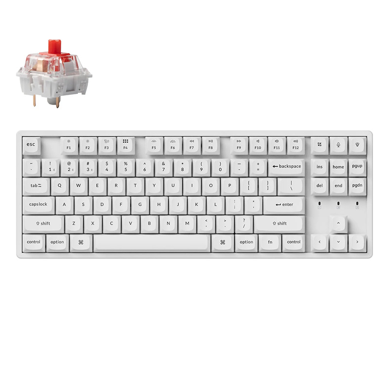 Keychron K8 Pro QMK/VIA Wireless Mechanical Keyboard - RGB Backlight Aluminum Frame White Keycaps / Keychron K Pro - Red (KBKCK8PQ1RED)