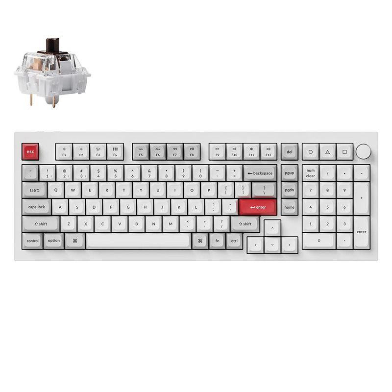 Keychron Q5 Pro QMK/VIA Wireless Custom Mechanical Keyboard - Shell White / Keychron K Pro - Brown (KBKCQ5PP3BROWN)