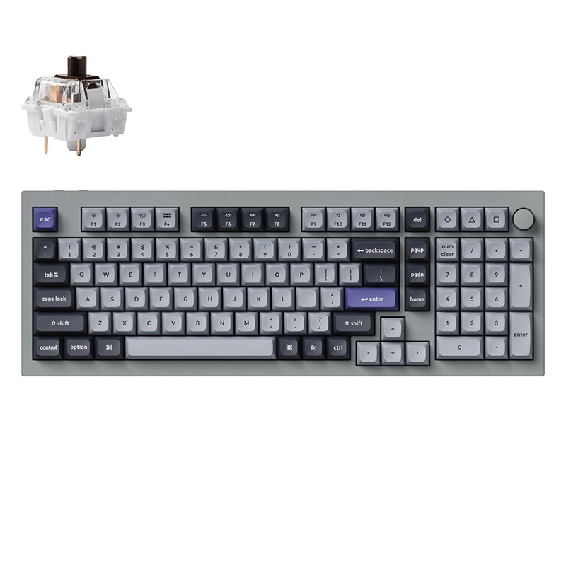 Keychron Q5 Pro QMK/VIA Wireless Custom Mechanical Keyboard - Silver Grey / Keychron K Pro - Brown (KBKCQ5PN3BROWN)