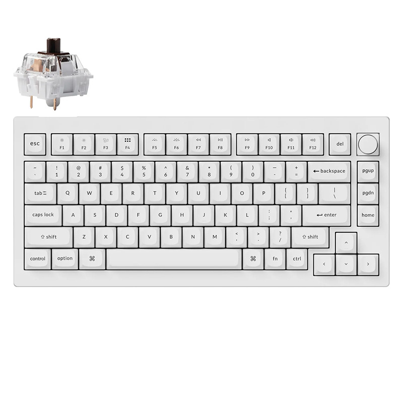 Keychron V1 QMK Custom Mechanical Keyboard - Shell White / Keychron K Pro Brown (V1-F3)