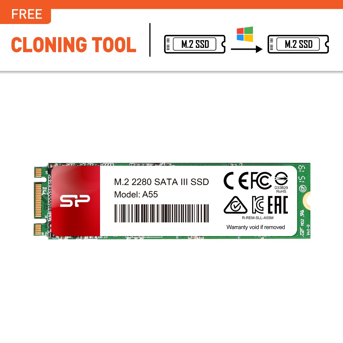Silicon Power 1TB A55 M.2 SSD SATA III Internal Solid State Drive SP001TBSS3A55M28