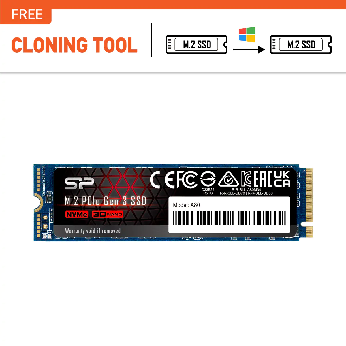 Silicon Power 512GB P34A80 Gen3x4 TLC R/W up to 3,400/3,000 MB/s PCIe  NVMe SSD