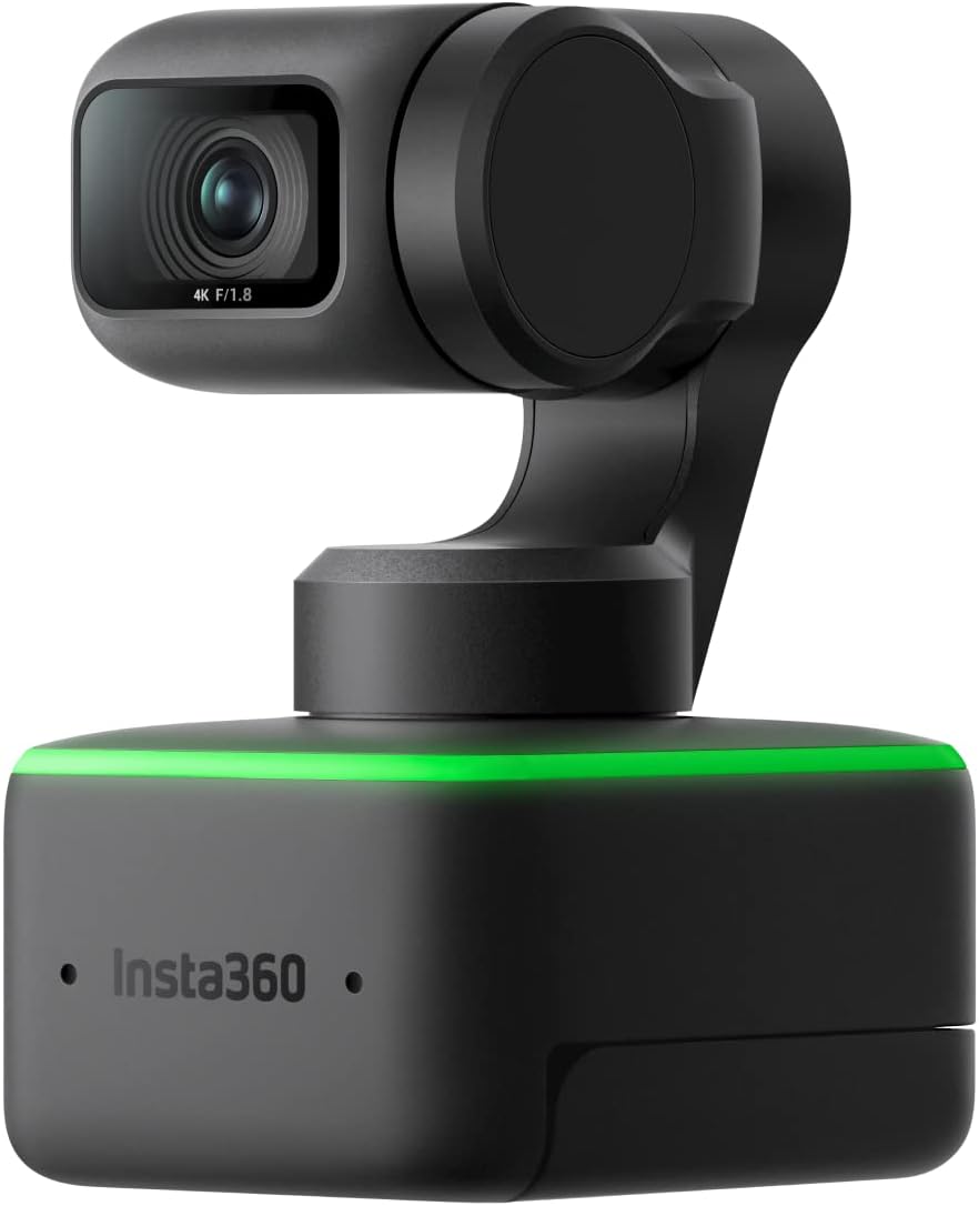 Insta360 Link - PTZ 4K Webcam with 1/2" Sensor AI Tracking Gesture Control HDR Noise-Canceling Microphones Specialized Modes Webcam for Laptop