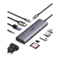 UGREEN USB-C To 3*USB 3.0 A+HDMI+VGA+RJ45 Gigabit+SD/TF+AUX3.5mm+PD Converter