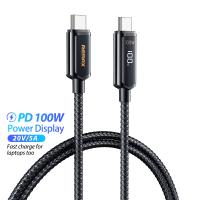 MOREJOY Remax 100W visible Fast Charging Cable Type C to C with Dispay for Smart phone, pad, note book,Black