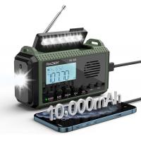 [10,000mAh Battery] Raddy SH-905 Emergency Radio, Hand Crank, Solar, AM/FM/SW/NOAA Weather Alert, Portable Weather Radio with Flashlight Reading Lamp