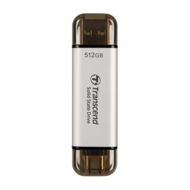 Transcend 512GB USB-C/A 10Gbps External SSD - Silver - OPENED BOX 85454