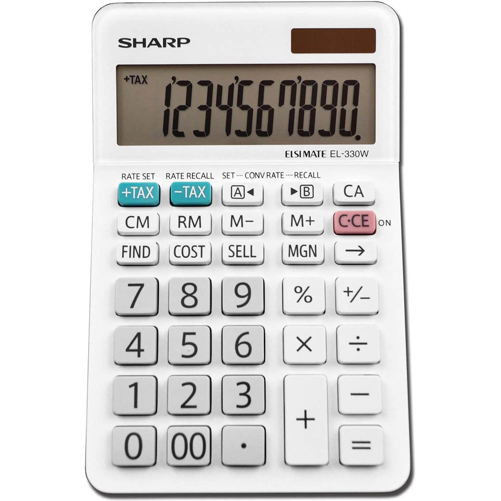 EL-330WB Sharp 10 Digit Angled Business Calculator - White