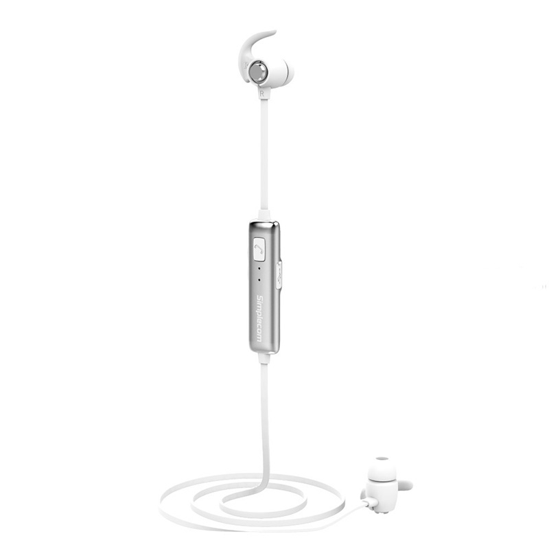 Simplecom Metal In-Ear Sports Bluetooth Stereo White Headphones (BH310-WH)