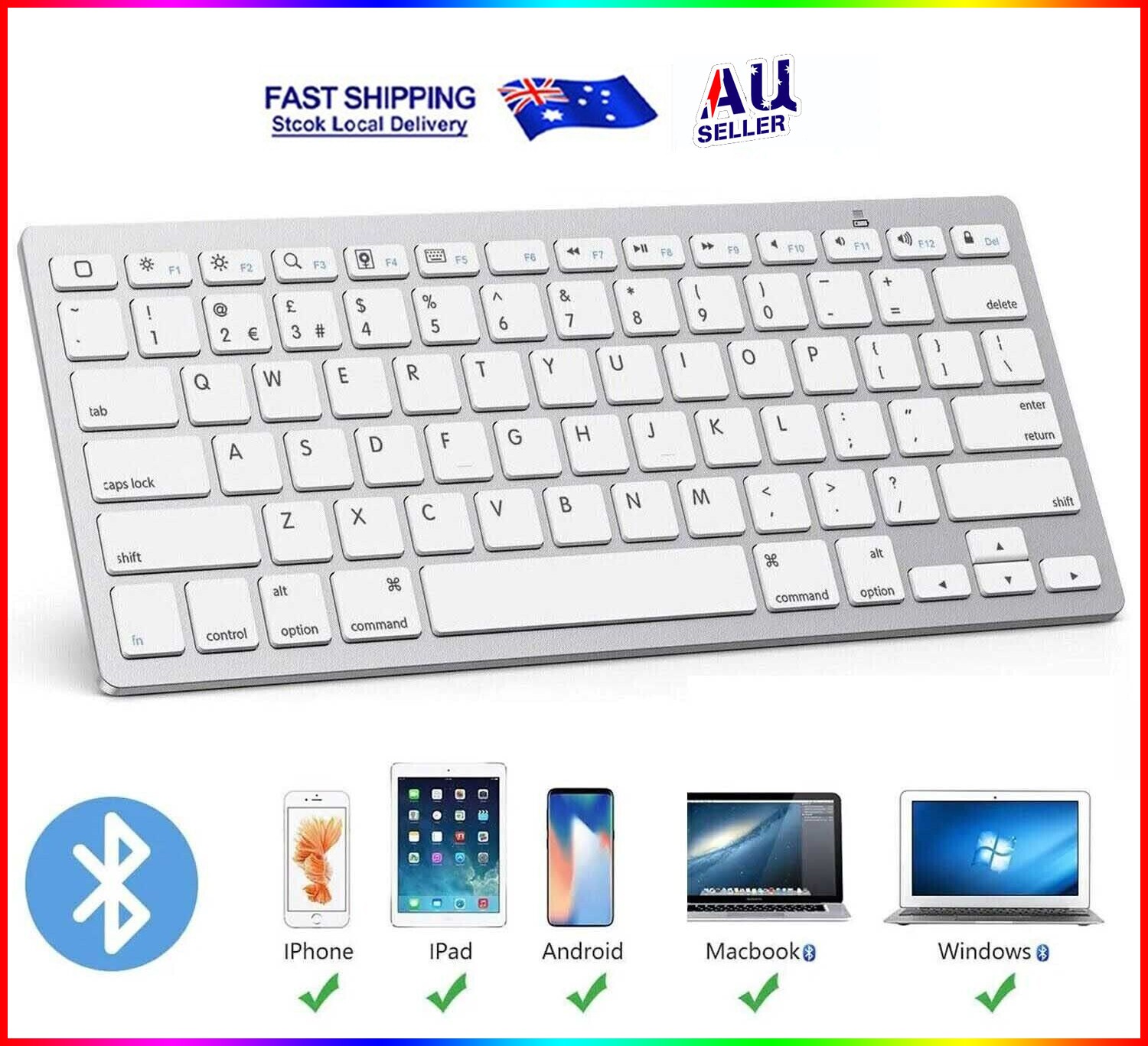 Wireless Keyboard Silent Bluetooth Keyboards Compatible with iOS / Android / Windows Ipad Keyboard for PC, Laptop, Tablet, Smart TV, iPad, Phone etc
