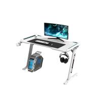 Ekkio RGB Gaming Desk with Ergonomic Design Z Shape Black 140cm White