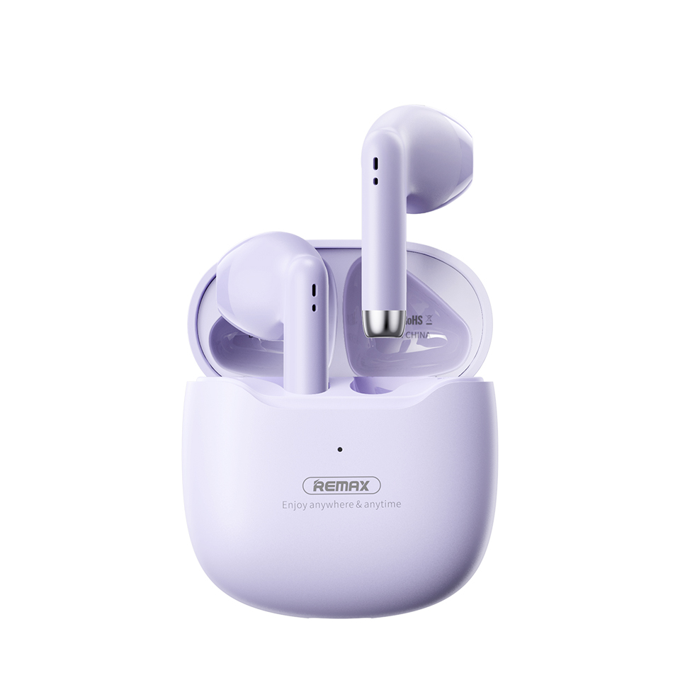 MOREJOY Remax True Wireless Stereo Earbuds for Music Call TWS bluetooth 5.3 earphones headphones,Crystal Clear Sound Profile_Purple