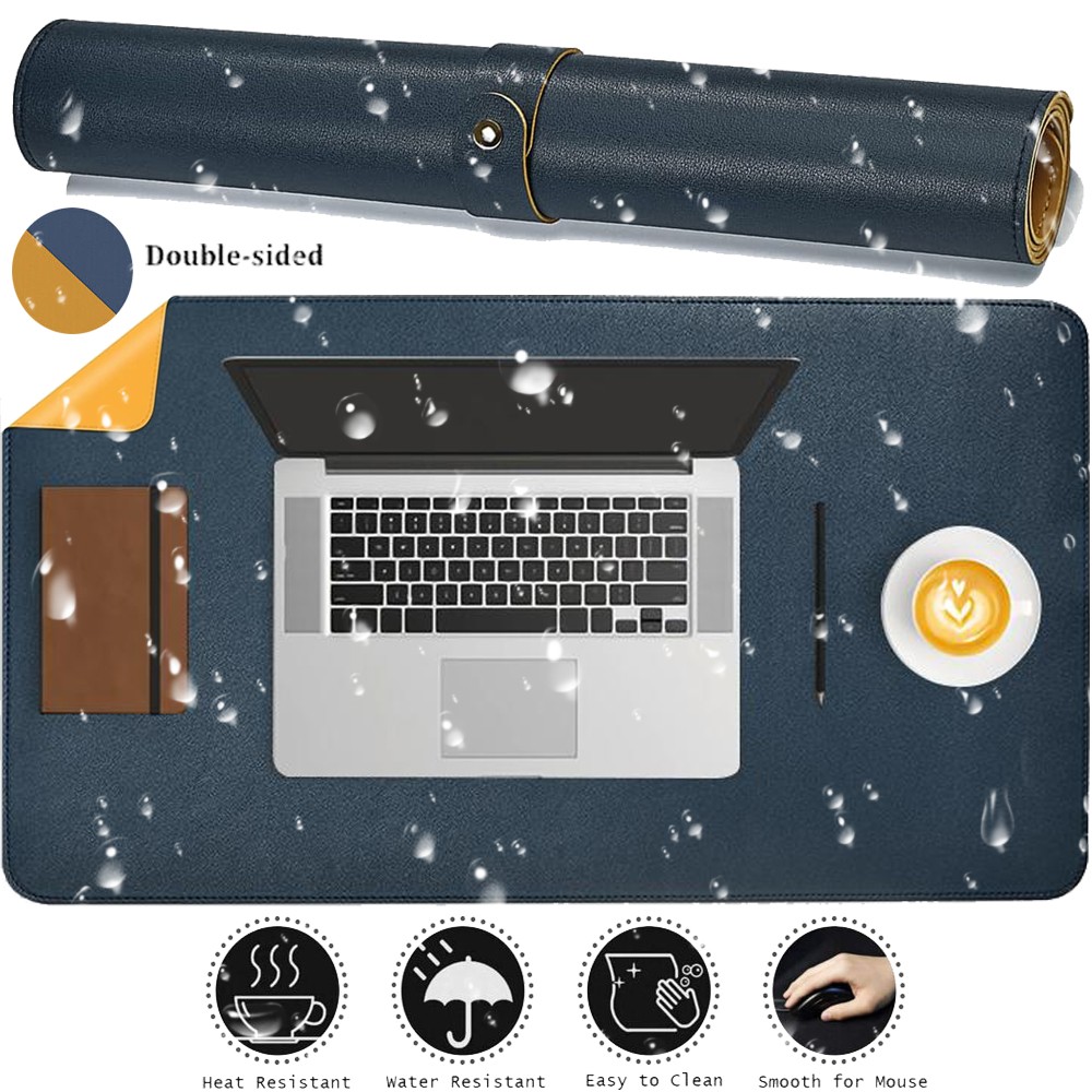 Dual-Sided Multifunctional Office Desk Pad, Waterproof Desk Mat Protector, Leather Desk Pad for Wrting, Large Desk Pad for Keyboard and Mouse