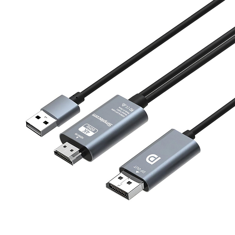 Simplecom HDMI to DisplayPort Active Converter Cable 4K@60hz USB Powered 2M (TH201)