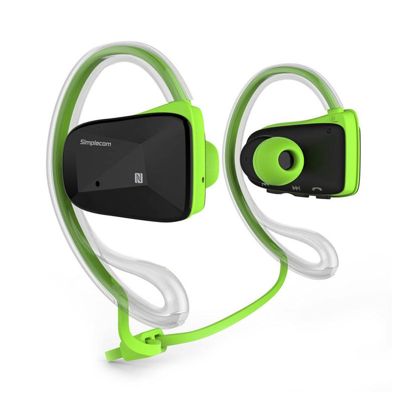 Simplecom Bluetooth Neckband Sports Headphones with NFC - Green (NS200-GN)