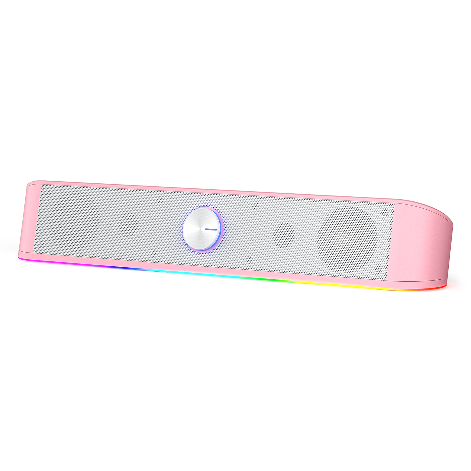 Redragon GS560 Adiemus RGB Desktop Soundbar, 2.0 Channel Computer Speaker with Dynamic Lighting Bar Audio-Light Sync/Display, Pink