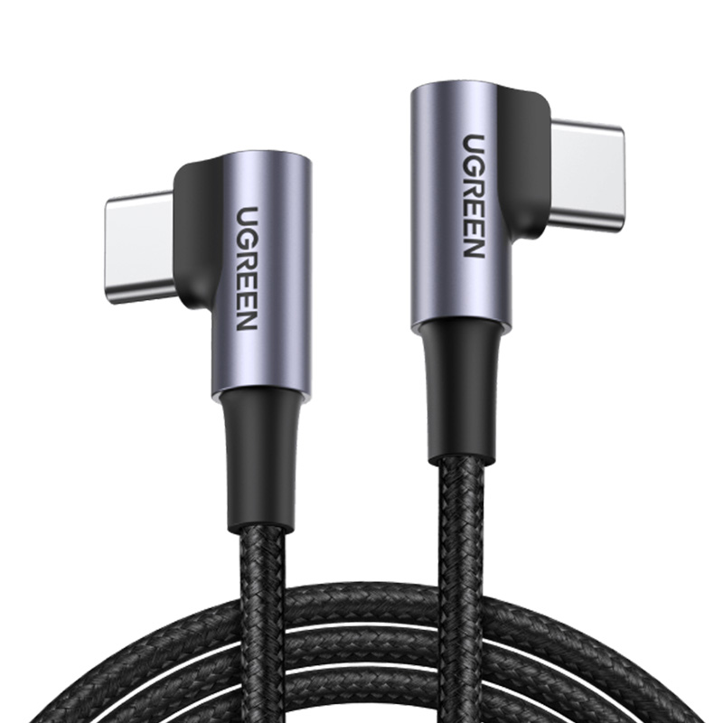 UGreen Angled USB-C Cable Aluminum Case with Braided - 2m Black (70531)