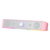 Redragon GS560 Adiemus RGB Desktop Soundbar, 2.0 Channel Computer Speaker with Dynamic Lighting Bar Audio-Light Sync/Display, Pink
