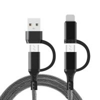 Generic 4 in 1 USB-C to USB-C Braided Cable with USB-A + 8 Pin - Black