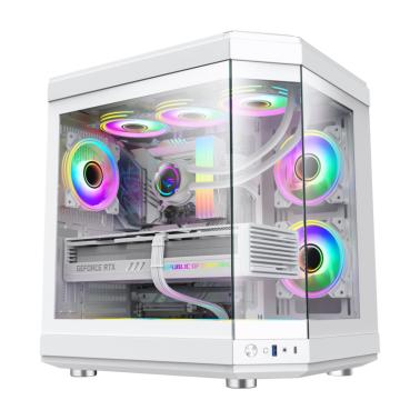 GameMax HYPE Mid-Tower ATX PC case , 3x ARGB fan- white - Umart.com.au