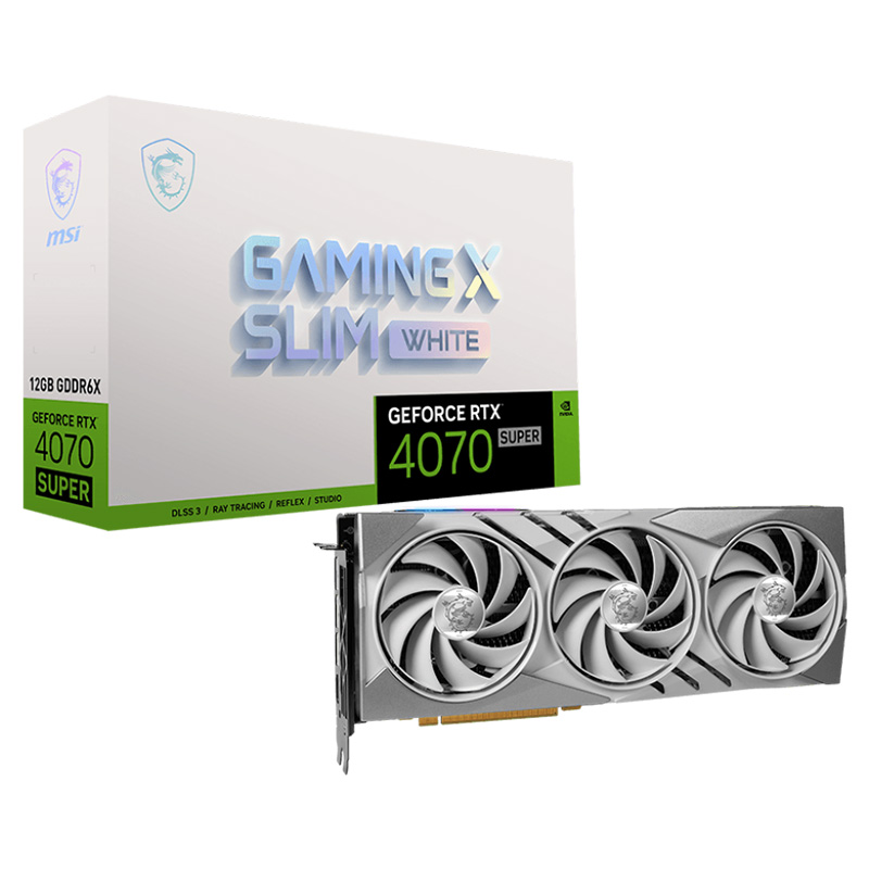 MSI GeForce RTX 4070 Super Gaming X Slim 12G Graphics Card - White (GeForce RTX 4070 SUPER 12G GAMING X SLIM WHITE)