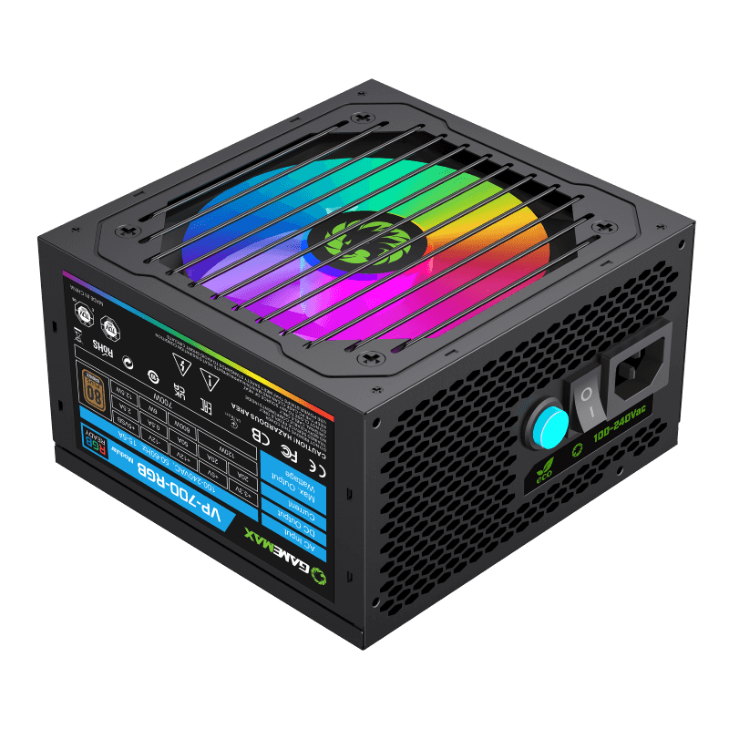 Gamemax 700W RGB Power Supply ，Semi-Modular ，VP-700-RGB-M Black