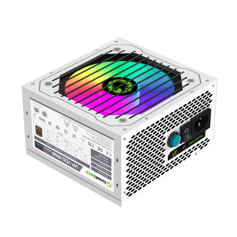 Gamemax 650W RGB Power Supply ，Semi-Modular ，VP-700-RGB-M White