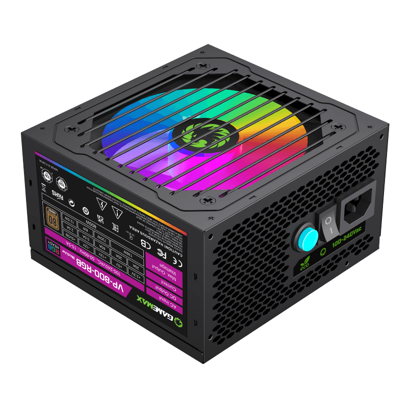 Gamemax 800W RGB Power Supply ，Semi-Modular ，VP-800-RGB-M White