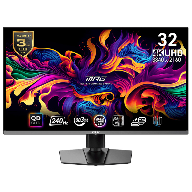 MSI 32in UHD QD-OLED 240Hz Adaptive Sync Flat Gaming Monitor - Black (MPG 321URX QD-OLED)