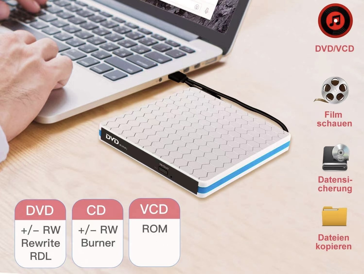 Mobile usb3.0 external drive type - c pennote / table universal CD / DVD recorder