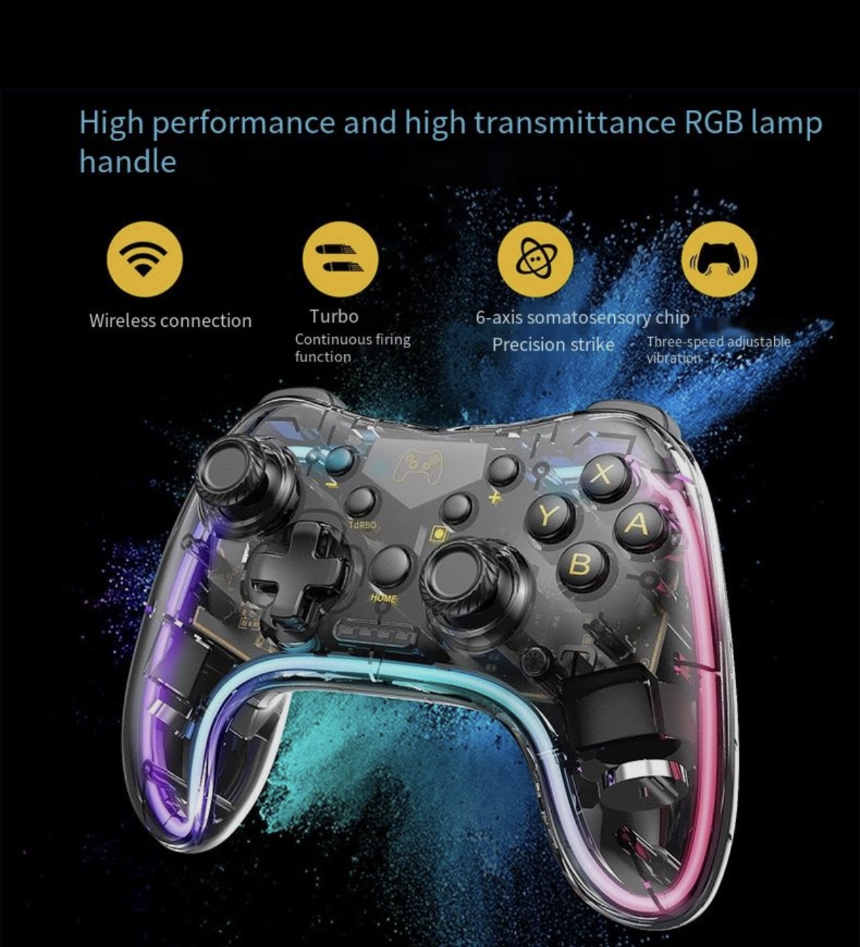 Switch pro transparent controller wireless Bluetooth PC computer mobile phone gaming controller