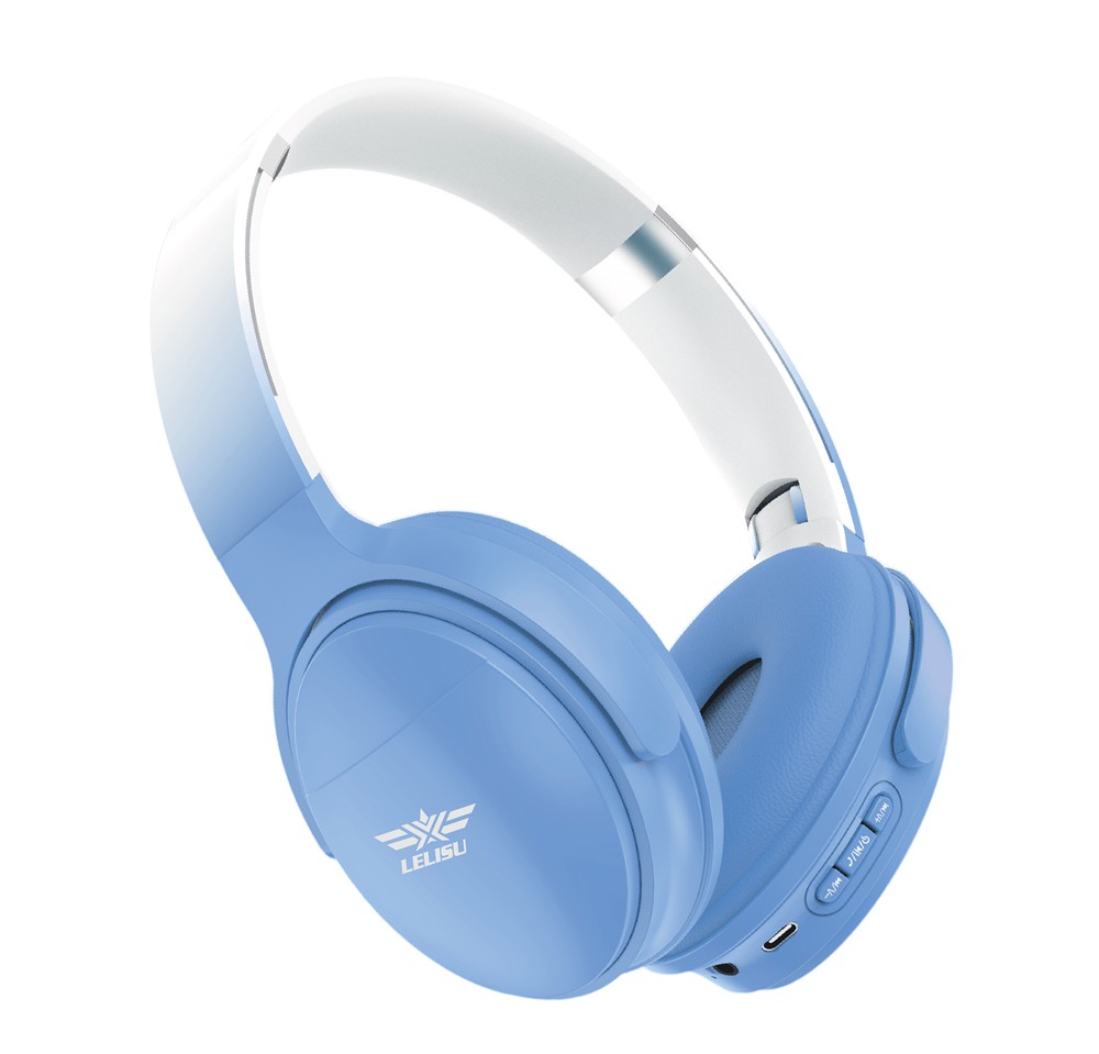 LS-233 Wireless Bluetooth Headphone With Microphone On-Ear Headset Sports Gaming Headphones BLUE